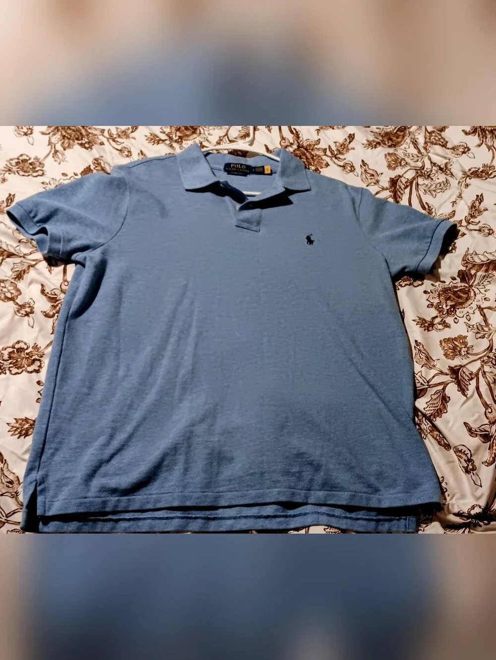 Polo by Ralph Lauren Men's  Blue Polo Custo. Slim Fit Shirt- Large